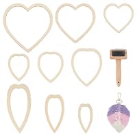 Set Stampi Per Macramè BENECREAT 12 Pz (4 Forme) + Pettine In Acciaio Inox, Per Tagliare Frange A Foglia, Cuore, Goccia - 2