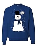 Tee Hunt Let It Snow Sweatshirt Funny Snowman Christmas Xmas Sweater Blue Medium
