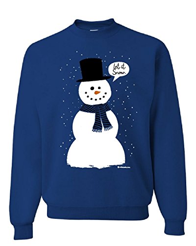 Tee Hunt Let It Snow Sweatshirt Funny Snowman Christmas Xmas Sweater Blue Medium