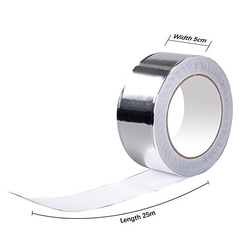 25m x 50mm Aluminiumband Aluminium Klebeband Aluminiumklebebänder selbstklebend, 1 Rolle in silber – Bild 4