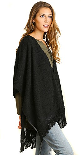 Umgee Women's Chic Boho Knit Bohemian Cardigan Sweater Kimonon Shawl Wrap [Ivory] [S/M] #TOP1