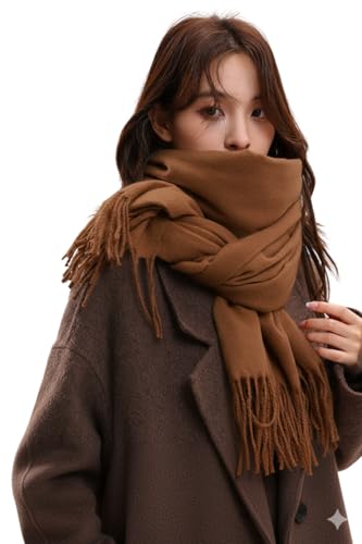 Women's Winter Woolen Stole 200x70 cm | Soft Warm Shawl Wrap Scarf for Winter | Solid Long Stole for Women | Stylish Wool Blend Scarf for Casual & Formal Wear (Brown)