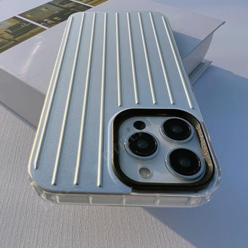 Coque iPhone 15 Plus à rayures bleu argent pour vos déplacements