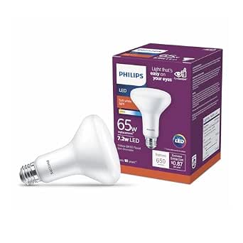 PHILIPS LED Non-Dimmable BR30 Light Bulb - EyeComfort Flicker Free - 7.2W = 65W - 650 Lumen - Soft White (2700K) - E26 Base - Indoor - Title 20