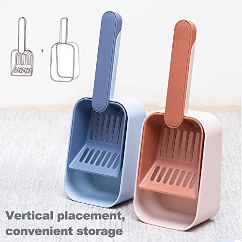 2 Pcs Partyzoo Cat Litter Scooper With Dumping Cat Litter Scoop -Non Stick Scoop Deep Shovel Solid Handle -Litter Box With Caddy Holder Nice Addition To Cat Litter Tray And Box (Blue) #TOP4
