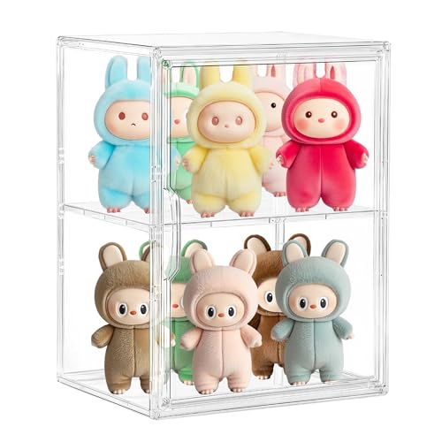 LXLXXL 2 Tiers Clear Acrylic Display Case with Removable Shelf for Figures