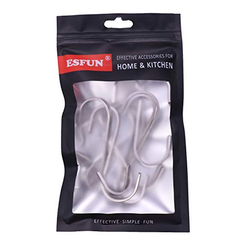 Esfun 20 Pack Size Medium 3 inch Flat S Hooks Heavy Duty Solid 304 Stainless Steel S Shaped Hanging Hooks,Metal Kitchen Pot Pan Hangers Rack Hooks - Thumbnail 3