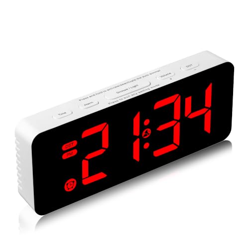 HODIK Small Digital Alarm Clock for Kids with Dimmable Backlight Volume Red