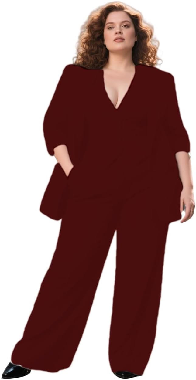 Plus Size Womens 3 Piece Outfits Blazer Vest Pants Tuxedos Business Casual Office Work