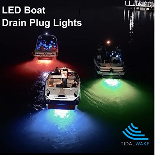 Tidal Wake Plug N' Play Underwater Led Boat Drain Plug Light For Boats With 1/2" Threaded Drains. No Wiring, No Holes To Drill Plugs Into Accessory Outlet, Add Lighting In Minutes! (Blue) #TOP7