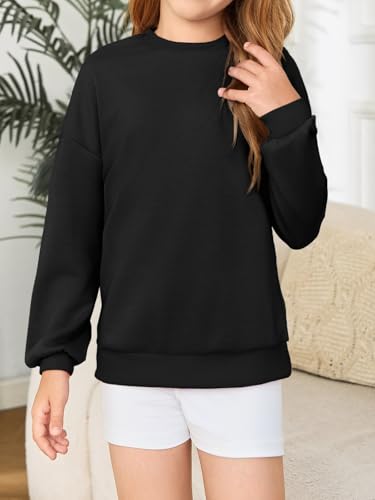 Haloumoning Girls Crewneck Sweatshirts Kids Casual Long Sleeve Loose Tops Fall Comfy Lightweight Pullovers 5-14 Years3