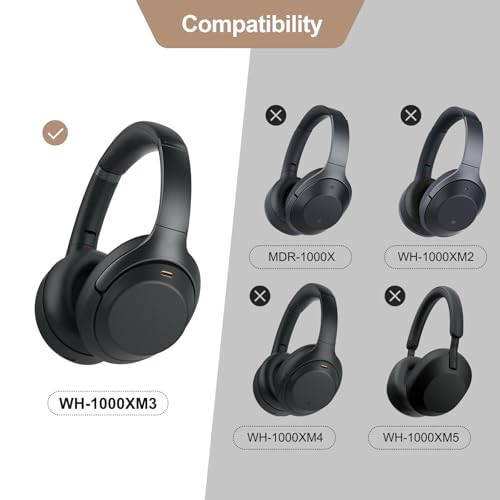 Coussinets Sony WH-1000XM3 cache d'oreille mousse isolation phonique argenté - 6