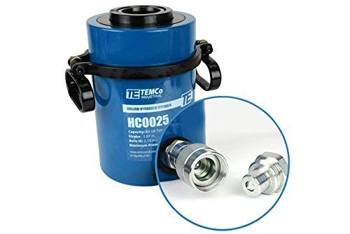 TEMCo 60 Ton Hollow Hydraulic Cylinder 2" Stroke Single Acting 10,000 PSI – Tensioning, Pulling & Maintenance