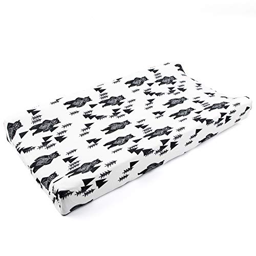 Image of Comfy Changing Pad Covers for Newborn Baby Boys Girls Ultra Soft Unisex Infants Bear Diaper Changing Pad Sheets