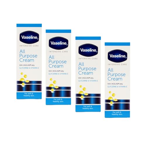 Unilever Vaseline Intensive Care Body Cream Deep Moisture 4 pk with Healing Petroleum Jelly & Vitamin E Rich & Smooth for Dry Skin 9 oz