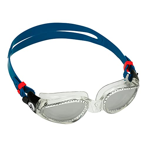 Aqua Sphere Kaiman Adult Swimming Goggles - The Original Curved Lens Goggle, Comfort & Fit For The Active Swimmer | Unisex Adult, Silver Titanium-Mirrored Lens, Clear/Petrol Frame (Ep3000098Lms) #TOP1