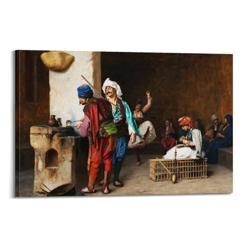 Impression sur toile neutre de luxe Jean-Léon Gérôme Cafe House Le Caire