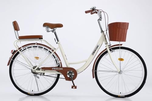 Kcolic Bicicleta con Cuadro Acero 24/26 Pulgadas Y 21 Velocidades, Bicicleta Urbana para Adultos, Bicicleta Paseo para Playa, Opción Cuadro con Marco Inclinado E,26in