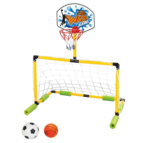 Aro de baloncesto flotante para tardes de piscina y juegos de fútbol con niños