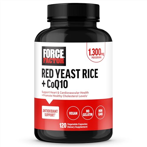 Image of Force Factor Red Yeast Rice + CoQ10 Supplement for Antioxidant Support, Non-GMO, Vegan-Friendly, Premium Quality, 120 Capsules