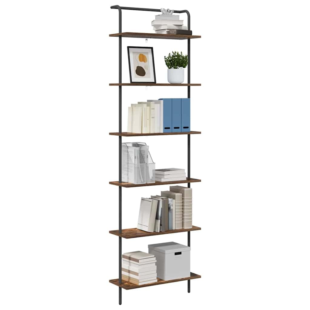 Vidaxl Smoked Oak Bookshelf 60 X 24 X 203 Cm Engineered Wood, Contemporary Bookshelf, Stylish Storage Solution, Rectangular Modern Shelves, Indoor Bookshelves, Functional Home Library