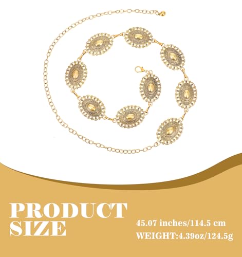 Women Western Metal Chain Belt, 45'' Waist Chain Chunky Belt for Dresses Jeans, Adjustable Cowgirl Boho Belly Chains2