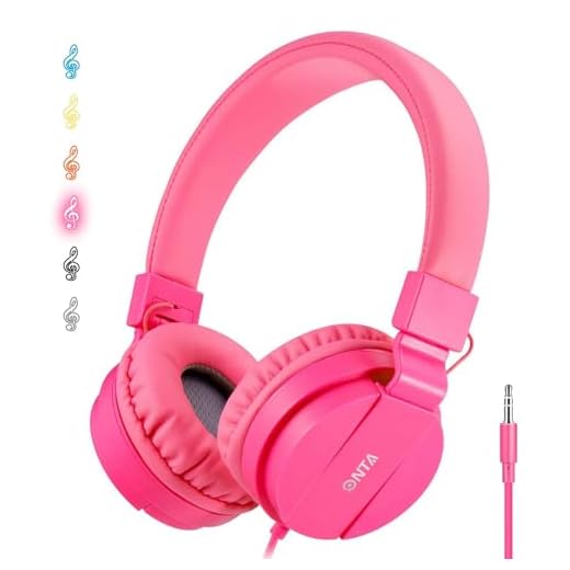 ONTA® Auriculares para Niños,Plegable Cómodos Auriculares Niños con Seguro Material,Auriculares Infantiles con Ligera Diadema,Estéreo Cerrados Cascos para Niños -Rosa