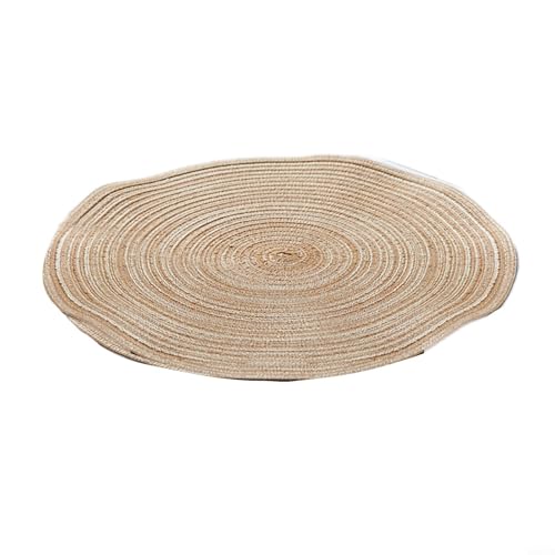 Juego de 6 manteles individuales trenzados, 30 cm, redondos, de hilo de algodón, para mesas de comedor, fáciles de limpiar e ideales para varias ocasiones (marrón claro)