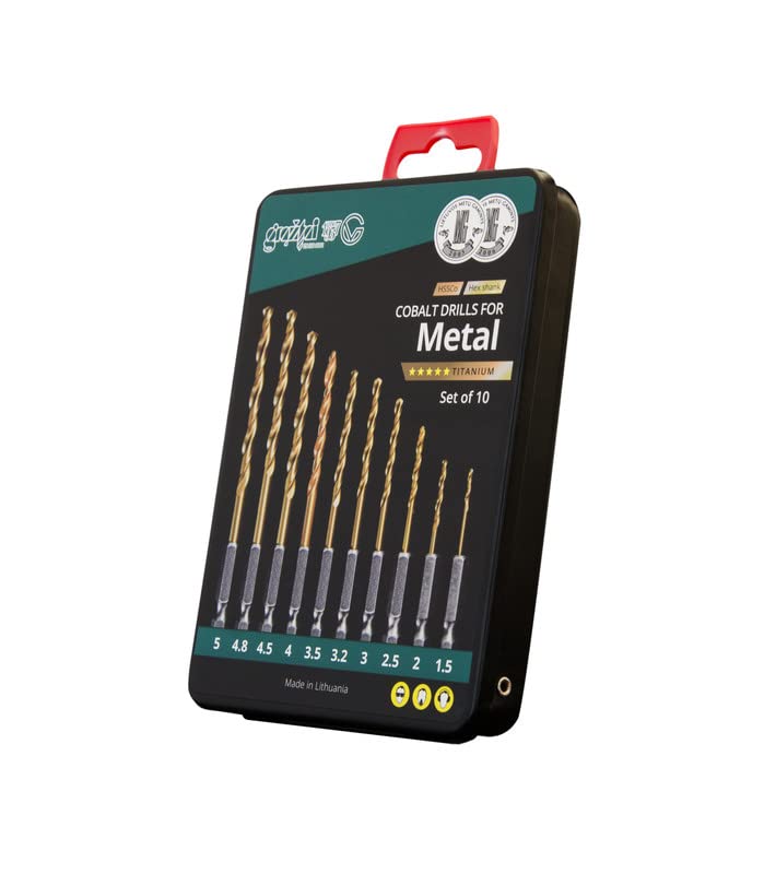 Metallbohrer-Set Cobalt Ø 1.5-5.0 Sechskantschaft, Titanium Coating, HSSCo (M35) | Hex Shank Drill Bit Set