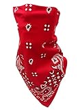 My Skull Store Red Paisley VELCRO®Brand Adjustable Close Bandanna Face Cover Reversible ChopTop, DoRag, Dust, Bug Mask, Sun Protection, Motorcycle Headwrap ATV Rider Hand Made