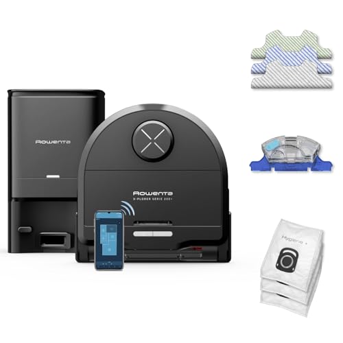 Rowenta X-Plorer Serie 220+ Animal Aspirateur Robot Laveur, Brosse Extra Large, Serpillère vibrante XL, 5600 Pa, Navigation Laser...