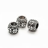Kreativer Schmuckteil perlenundmehr Metallperle Spacer Charms Tube Blume antiksilber Großloch (10174) 10x8mm 6Stk.