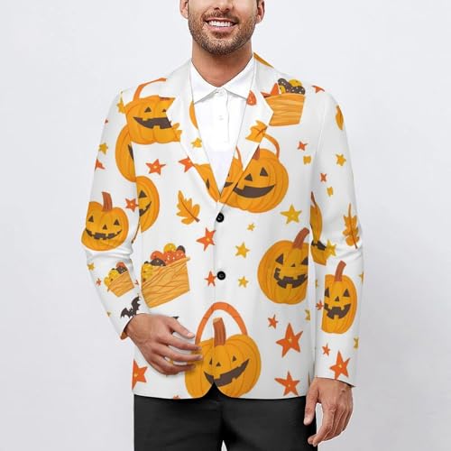 Cartoon Pumpkin Candy Halloween Classic Suits Blazer for Men Business Tuxedo Jacket Sport Coat Two Buttons2