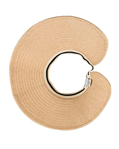 Jessica Simpson Women's Packable Straw Visor Hat, Tan, One Size #TOP4