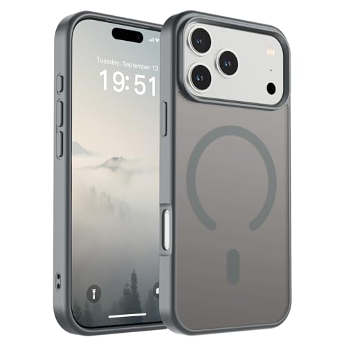 Image of SUPFINE Magnetic for iPhone 17 Pro Max Case (Compatible with MagSafe)(Military Grade Drop Protection) Translucent Matte Shockproof with Anti-Fingerprint Phone Cover,Gray