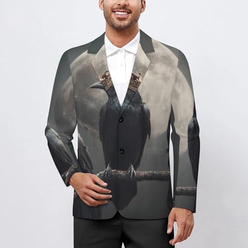 Black Birds Crows on Tree Men's Blazer Printed Button Suit Jacket Slim Sport Coat Blazers2