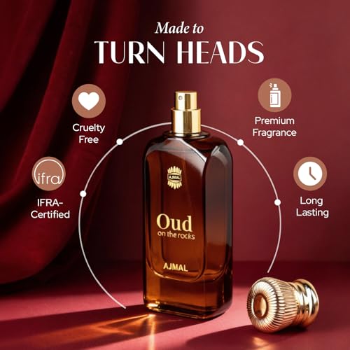 Image of Ajmal Oud On The Rocks Eau De Parfum | Unisex Perfume for Men & Women | 100ml | Smoky Oud with Woody & Amber Notes | Bold Oriental Long-Lasting Fragrance for Office & Everyday Use