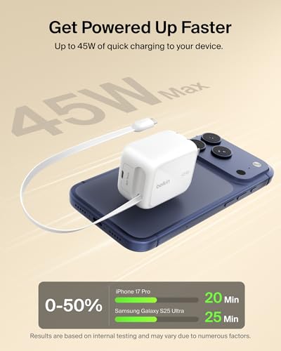 Belkin 45W GaN Charger with Retractable USB-C Cable — view 3