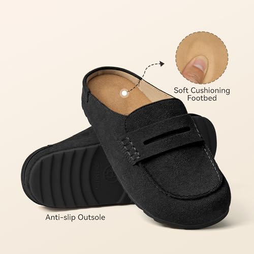 Image of BOSTANTEN Clogs for Women Wide Width Comfortable Suede Mules with Soft Footbed and Arch Support, Cute Slip On Potato Shoes