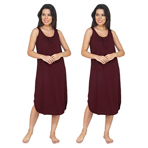 Image of BLAZON Women's Cotton Hosiery Solid Maxi Nighty Slip (Pack of 2) Available Sizes: S, M, L, XL, 2XL, 3XL, 4XL, 5XL