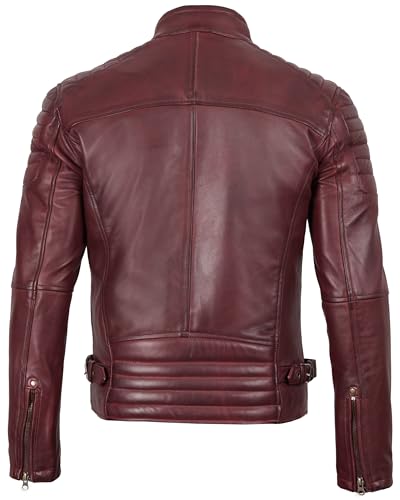 Image of Decrum Men's Casual Real Lambskin Leather Jacket with Zipper Closure
