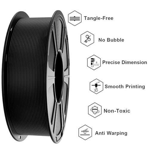 Image of GEEETECH Black PLA Filament 1.75mm, 3D Printer Filament Dimensional Accuracy + /- 0.02mm, 1kg Spool(2.2lbs) 3D Printing Filament Fits Most FDM 3D Printers