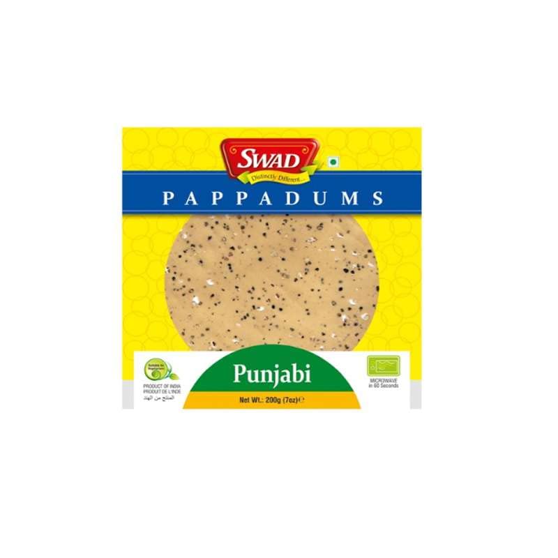 Pappadums Punjabi 200 g Papadoms Indios Artesanales Crujientes para Aperitivo, Acompañamiento y Dips, Bolsa Zip