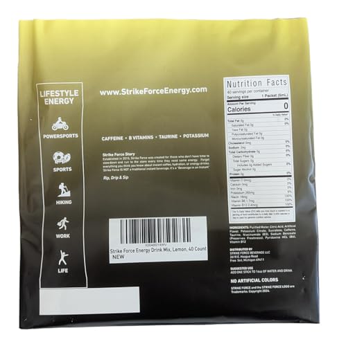 Image of Strike Force Energy Drink Mix - Lemon Flavor - Natural Tasting Caffeine Drink - Turn Any Drink into a Healthy Energy Drink - Zero Calories, Keto Friendly, Sugar Free, Pre Workout (40 Liquid Packs)