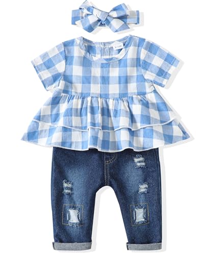 Image of Renotemy Baby Girl Clothes Toddler Girl Clothes Outfits Infant Clothing Jeans Pants Set Cute Clothes Set for Girls