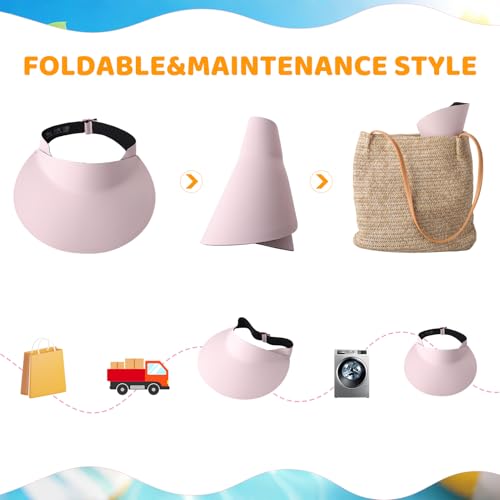ViEinkaufen 3Pcs Wide Brim Sun Visor Hat for Women UPF50+ Seamless Sun Hats Lightweight Sports Cap Foldable for Outdoor - Image 5