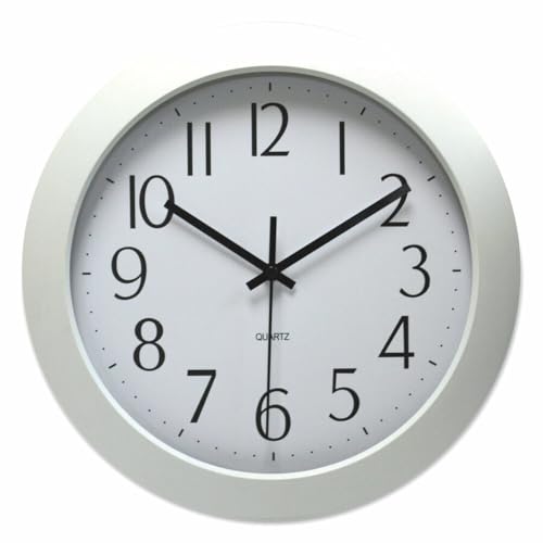 Universal UNV10461 12 in. Overall Diameter Whisper Quiet Clock - White Case
