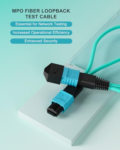 Image of VANDESAI MPO to MPO Fiber Optic Loopback Test Cable, MTP /MPO 12-Fiber Loopback Tester Cable, 50 /125 Type B MPO Female Connector for High-Speed Network Link Testing (MPO Fiber Optic Loopback)
