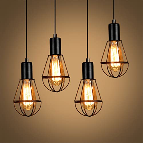 Lustre Edison vintage cage en fer noir pour éclairage de restaurant - 8
