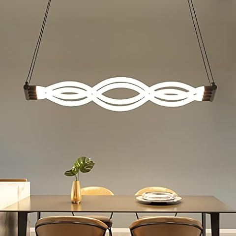 Mikeru Chandeliers For Dining Room, Acrylic Wave Led Hanging Light Fixture With Remote Control Stepless Dimmable Led Pendant Light For Dining Rooms Bedroom Kitchen Restaurant Exhibition Hall Cover